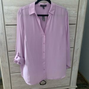 Lavender Roll Up Sleeve Button Down Blouse NWT Sz L